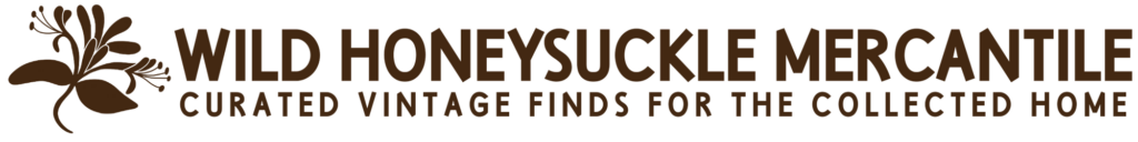 Wild Honeysuckle Mercantile logo with honeysuckle flower graphic and business name in brown lettering with the tagline below